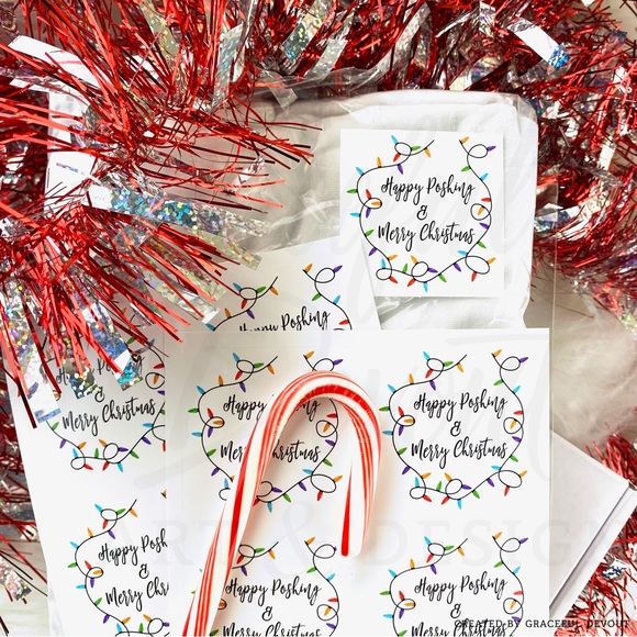 🎄Happy Poshing & Merry Christmas - 2" (inches) (48ct.)  [GD31-48] - Picture 3 of 5